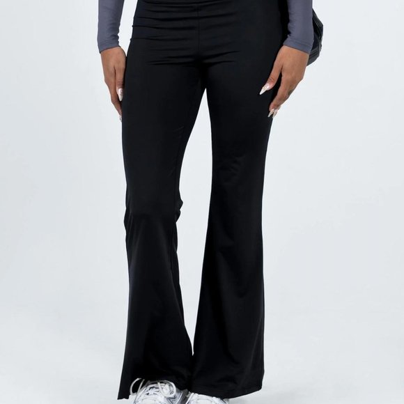 Black Flared Pants Princess Polly Soft Fit Leggings - Picture 2 of 2